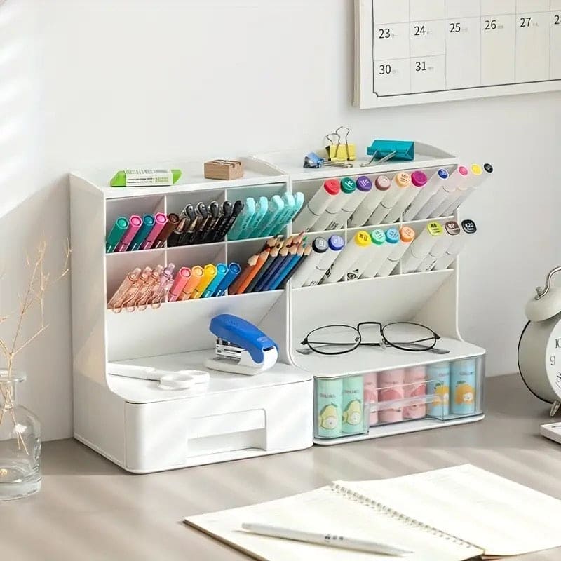 Slop Desktop Storage Box With Drawer, Classify Drawer Type Storage Box, 6 Compartment Multipurpose Organizer With Drawer, Rounded Corners Desk Stationary Organizer, Office School Inclines Desk Pen Organizer Slop Desktop Storage Box With Drawer, Classify Drawer Type Storage Box, 6 Compartment Multipurpose Organizer With Drawer, Rounded Corners Desk Stationary Organizer, Office School Inclines Desk Pen Organizer